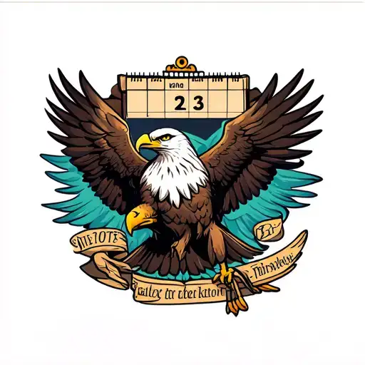 A Calendar With The Required Dates And An Eagle That Surrounds This Calendar With Its Wings