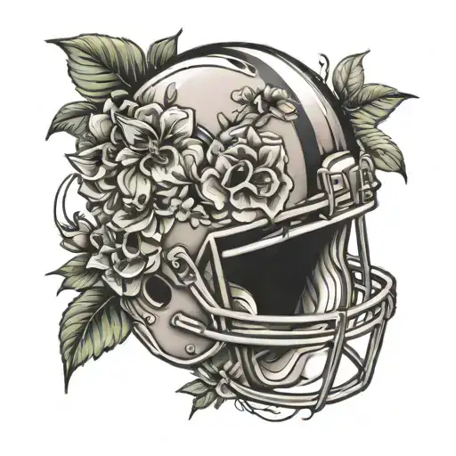 Football Helmet And Flowers