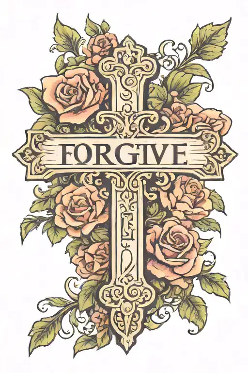 Word 'Forgive' Across A Wooden Cross Made