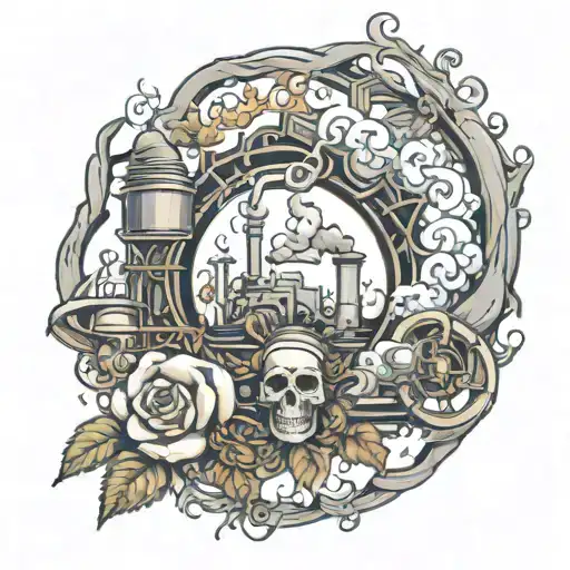 A Smoking Chemical Plant In A Wreath Of Glory