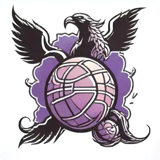 Purple Basketball With Mountain