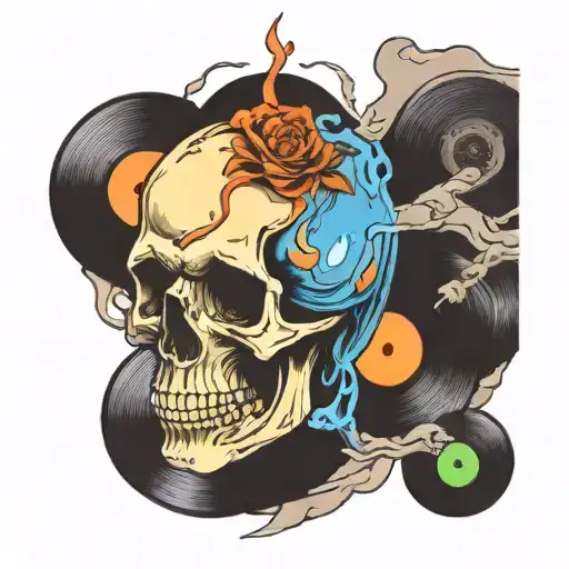 Vinyl Record Melting Skull Instead