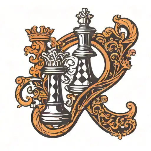 A Fine Line Picture Wit The Letters C And J With A Chess Piece