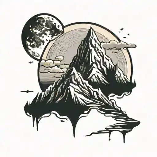 Moon And Mountain With A Shadow