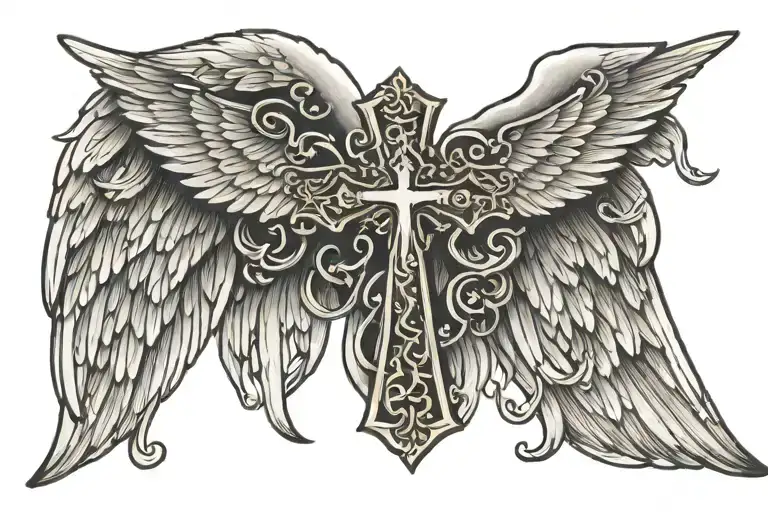 Angel Wings With Cross