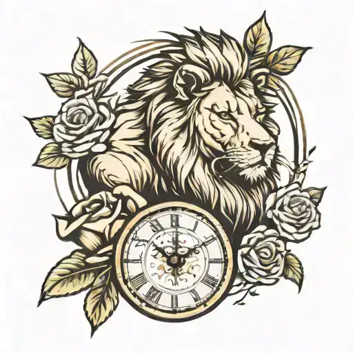 Lion Clock Rose Wrapped