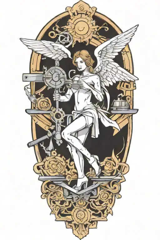 Angel And Woodworking Tools Forming The Shape