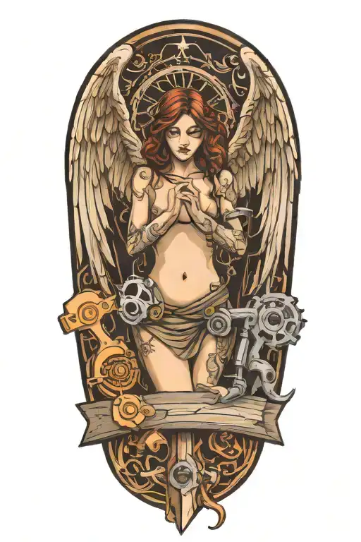 Angel And Woodworking Tools Forming The Shape