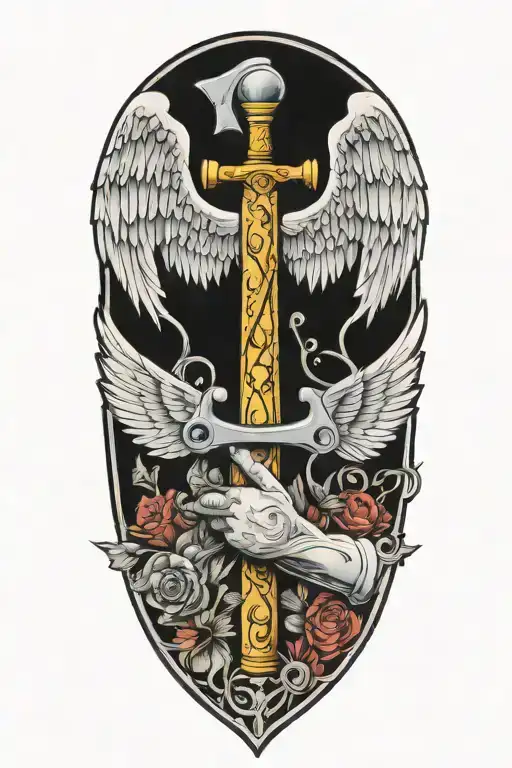 Angel And A Saw And A Hammer Forming The Shape