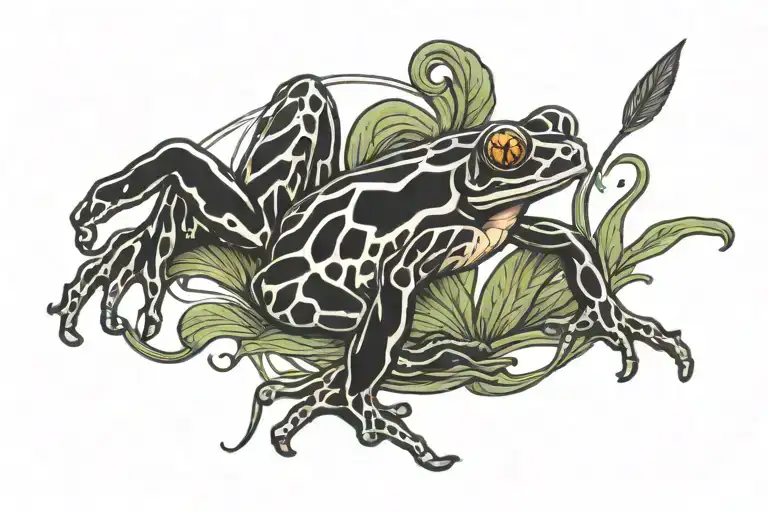 4 Black Cancer Awareness Ribbons With A Poisonous Dart Frog