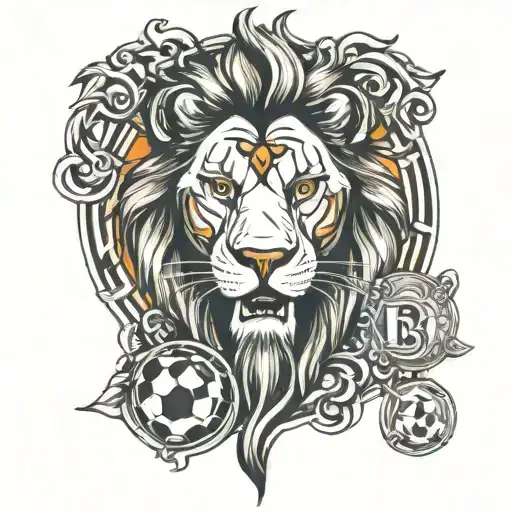 Lion Head And Galatasaray Football Tatto