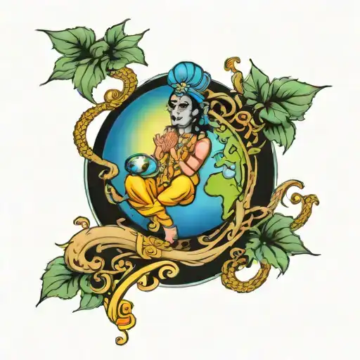 Krishna Ji Holding Earth Globe