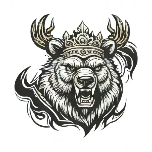 The King Of Warrior Bear Head With Angry Face Scares Scary Looking