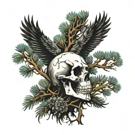 Crow Skull Pine Tree Forest