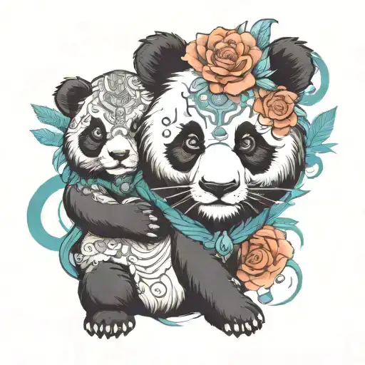 Panda With Lion Wearing