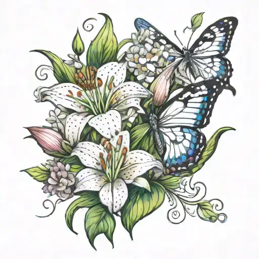 Lily Of The Vally Flower And Butterfly