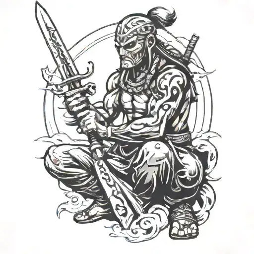 Sitting Warrior With A Sword