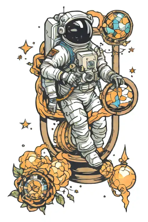 Astronaut And Hourglass Combined