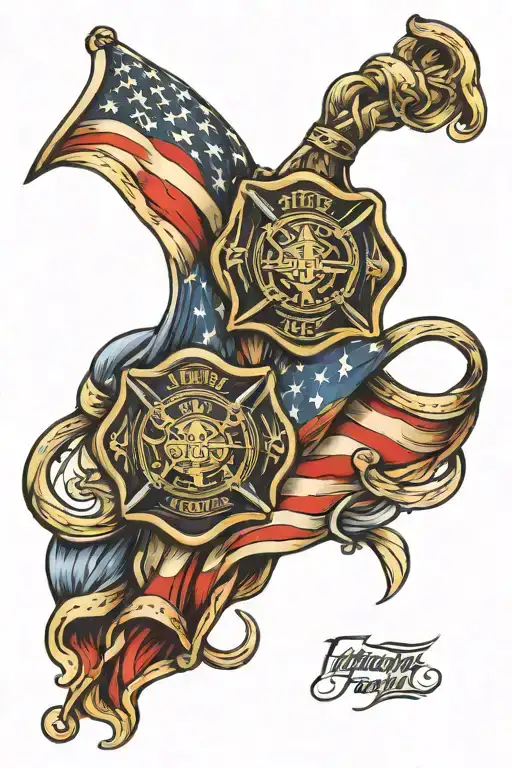 Firefighter Flag Intertwined