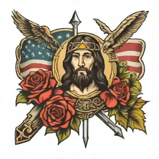 Military American And Jesus Christ