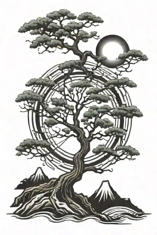 Tree And Sun Japan Style