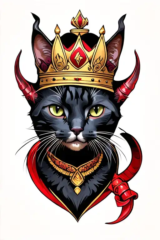 Devil Cat Wearing A Crown