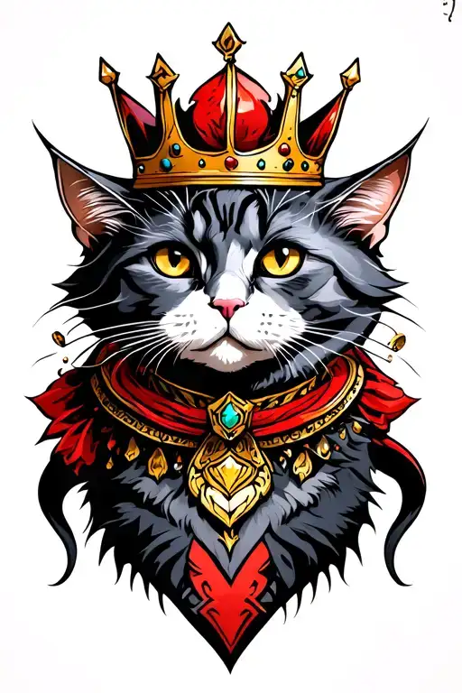 Devil Cat Full Body Wearing A Crown