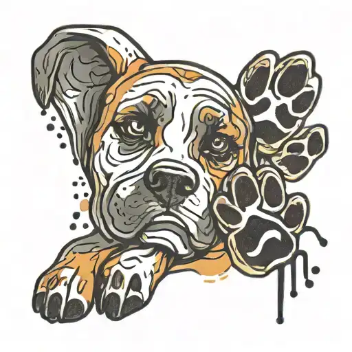 Smudge Background With Dog Paw Prints Slowly Fading