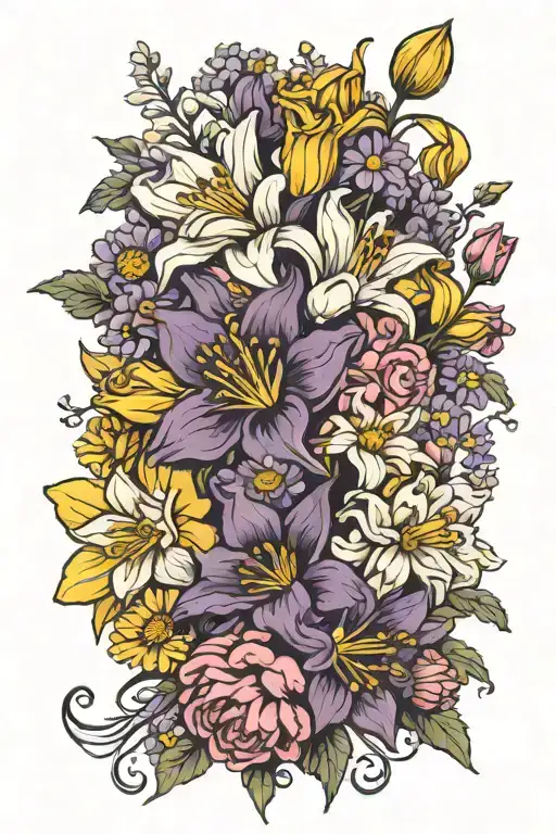 Daffodil Violet Carnation Chrysanthemum Daisy Bouquet