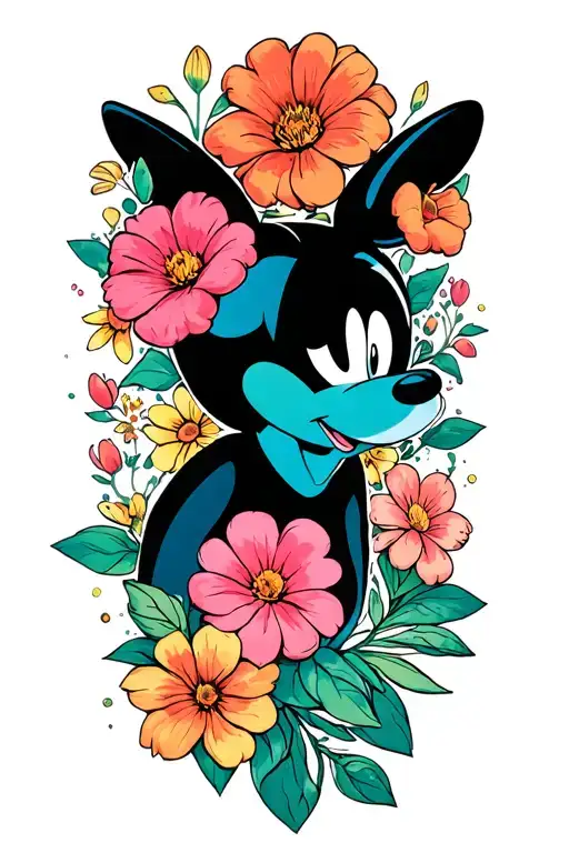 Bright Flowers With Disney Character References In Between
