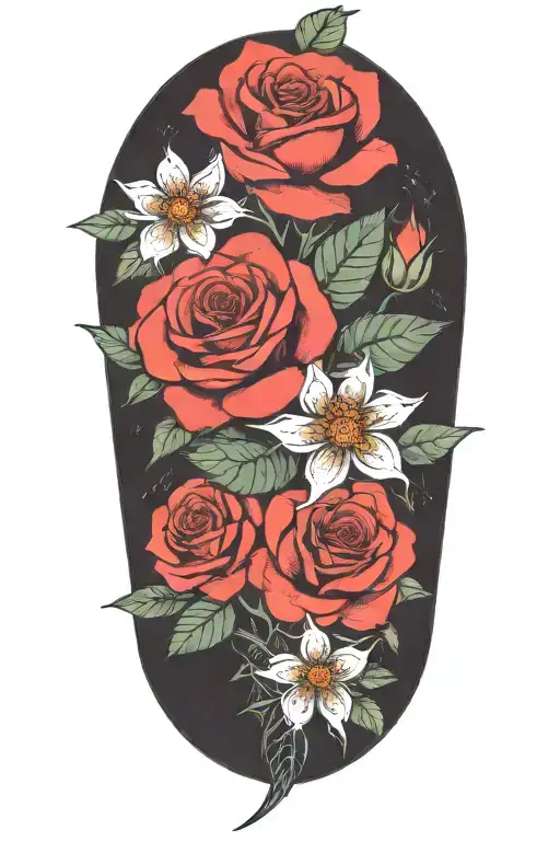 Roses And Penta Flowers