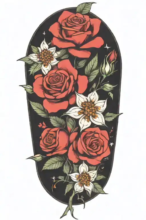 Roses And Penta Flowers Ans Chicadee