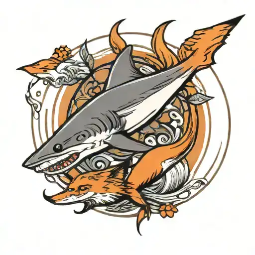 Shark And Fox Tail In Circle