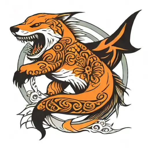 Shark Tail And Fox Tail Circled Together