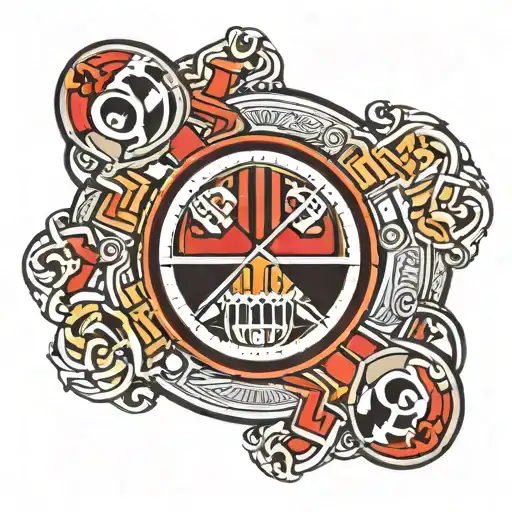 A Tattoo Design Combining Elements Of Pearl Jam's Logo With The Ac Milan Football Club Crest