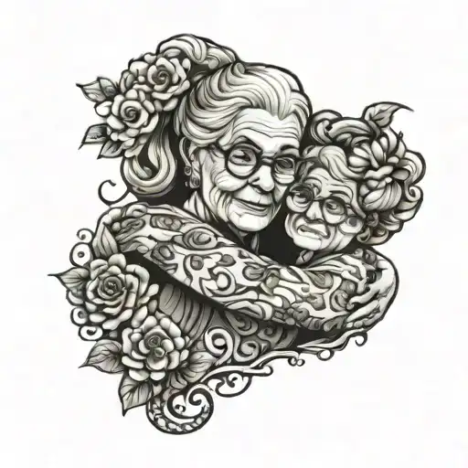 Grandma And Grand Daughter Piggyback