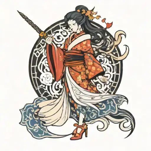 A Powerful Female Figure Inspired By Both Valkyries And Women In Kimono