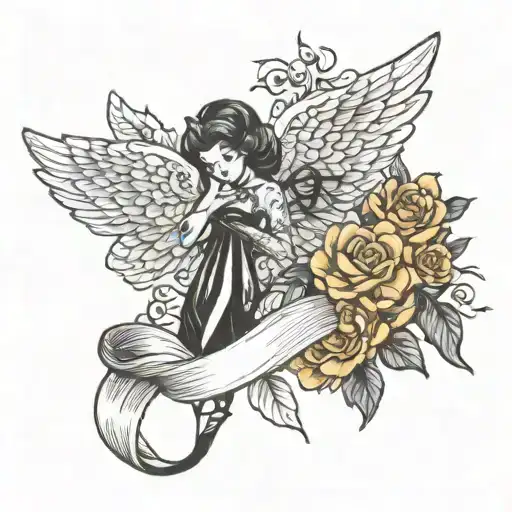 Angle Wongs Sew On With Black Ribbon Tied