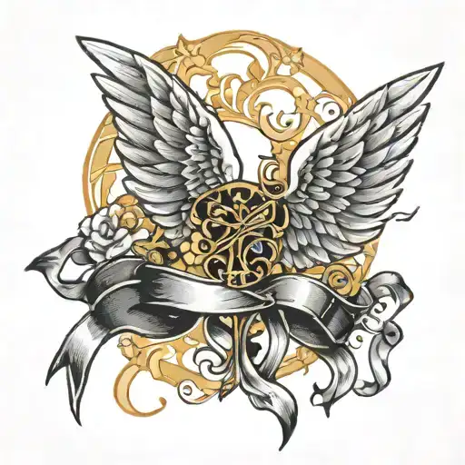 Angle Wings Sew On With Black Ribbon