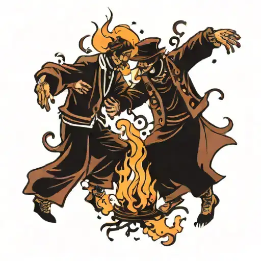 Poeple Shadows Dancing Around A Fire Hand To Hand