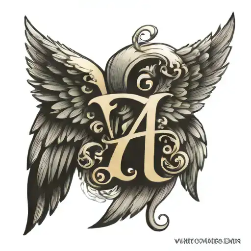 The Letter A With Angel Wings