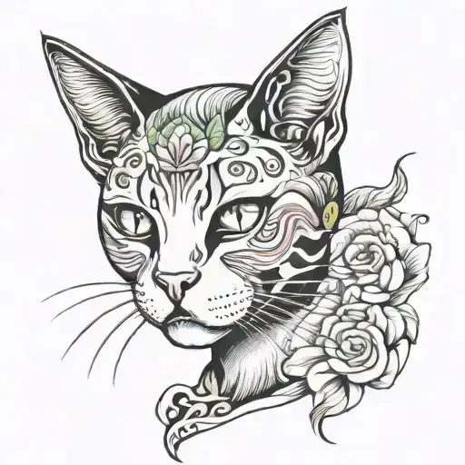 Half Woman Half Cat Face 