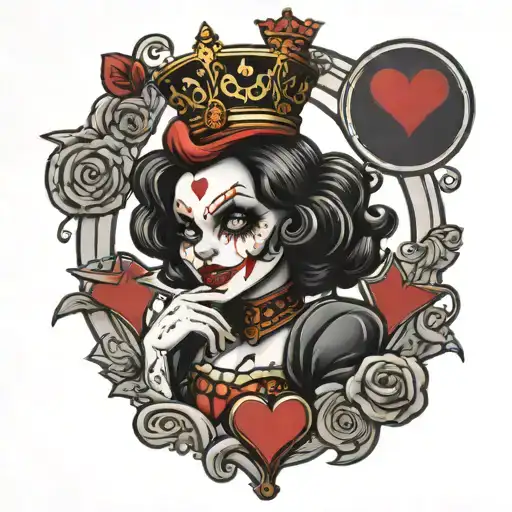 Queen Of Hearts With Crazy Gothic Clown