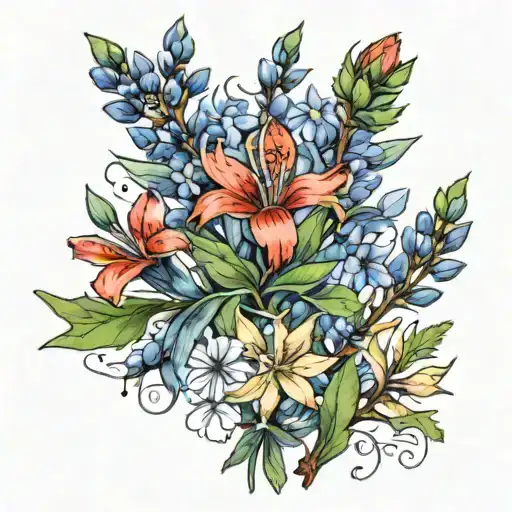 Bluebonnets And Indian Paintbrushes Symbolizing Evelyn's Passion