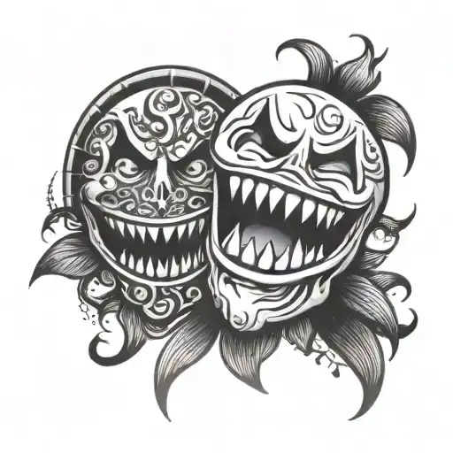 Double Face 1 Smiley Face And 1 Evil Face Made