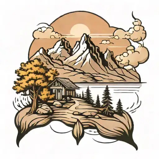 Simple Tattoo Mountain Landscape