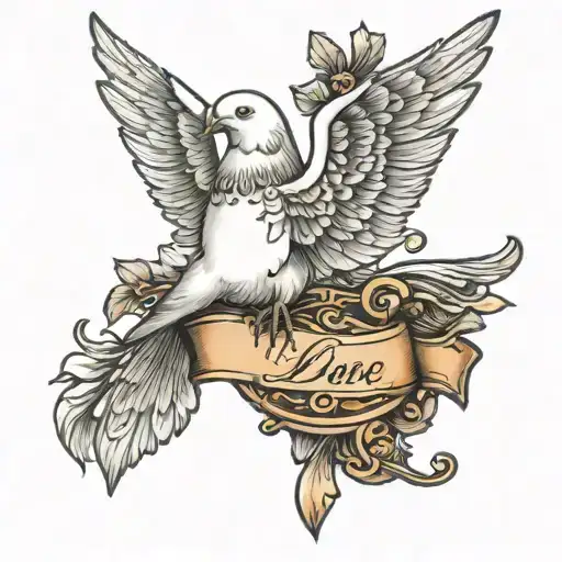 Dove Perched On Name Written