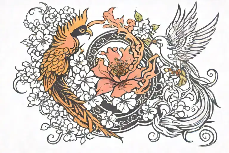 Sakura Flower And Phoenix