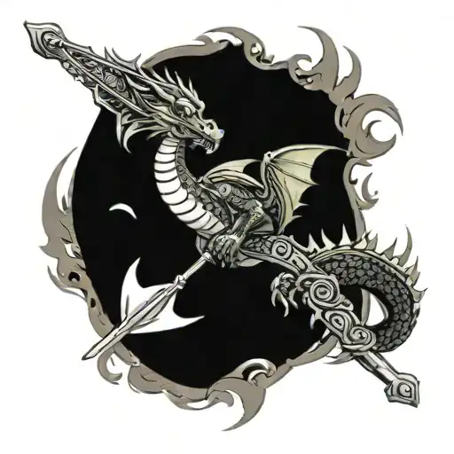 Dragon Wrapped Around An Oar