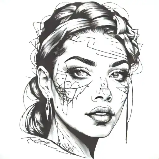 Face Portrait Using Ink Black Street Graffiti Art On A Inspired Banksy